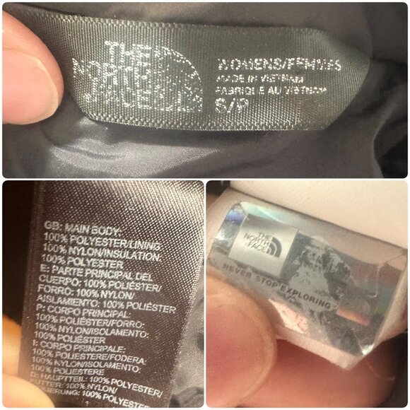 The North Face Diamond Puffer Jacket Womens Small Black Thermball Insulated Fall - Picture 4 of 16